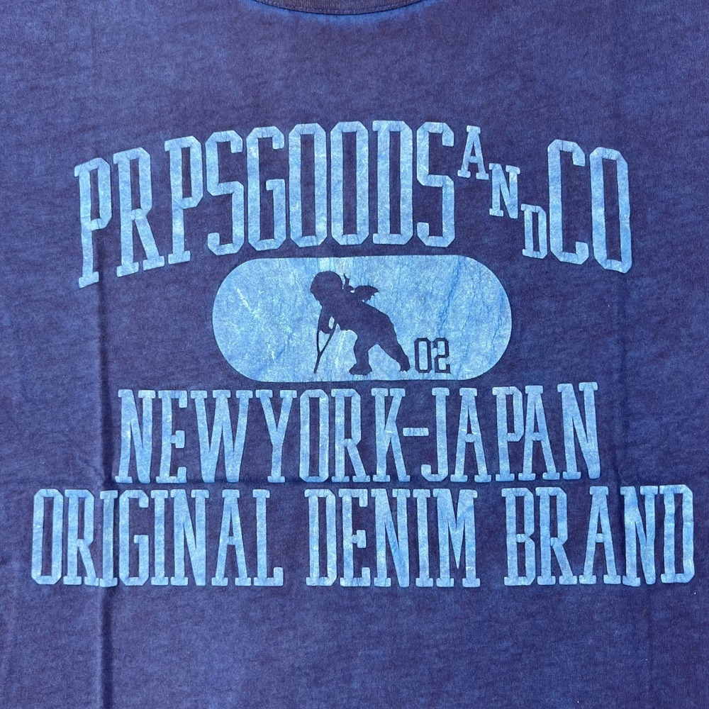 PRPS GOODS&CO Blue Graphic T Shirt "New York Japan Original Denim Brand" Mens XL - Picture 3 of 11